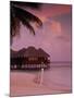 Beach and Water Villas at Sunset, Maldive Islands, Indian Ocean-Calum Stirling-Mounted Photographic Print