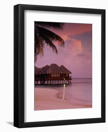 Beach and Water Villas at Sunset, Maldive Islands, Indian Ocean-Calum Stirling-Framed Photographic Print