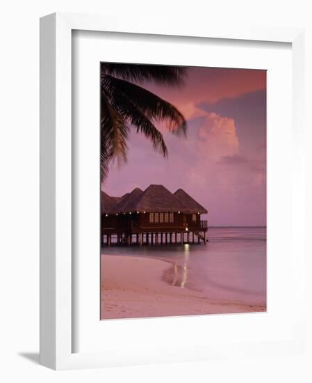 Beach and Water Villas at Sunset, Maldive Islands, Indian Ocean-Calum Stirling-Framed Photographic Print