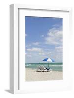 Beach Area at the '44 St', Dumbrella and Loungers, Atlantic Ocean, Miami South Beach, Florida, Usa-Axel Schmies-Framed Photographic Print