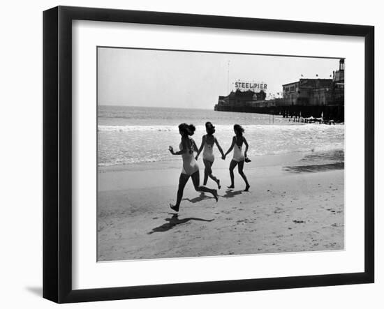 Beach at Atlantic City, the Site of the Atlantic City Beauty Contest-Peter Stackpole-Framed Premium Photographic Print