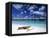 Beach at Bora Bora Nui Resort, Bora Bora, French Polynesia-Walter Bibikow-Framed Stretched Canvas