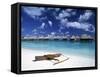 Beach at Bora Bora Nui Resort, Bora Bora, French Polynesia-Walter Bibikow-Framed Stretched Canvas