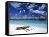 Beach at Bora Bora Nui Resort, Bora Bora, French Polynesia-Walter Bibikow-Framed Stretched Canvas