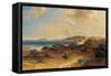 Beach at Estepona with a View of the Rock of Gibraltar - Bamberger, Fritz (Friedrich) (1814-1873) --Fritz Bamberger-Framed Stretched Canvas