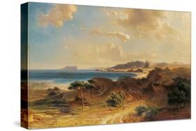 Beach at Estepona with a View of the Rock of Gibraltar-Fritz Bamberger-Stretched Canvas