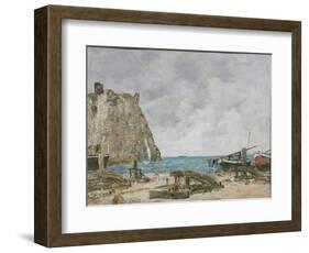 Beach at Etretat, 1890 (Oil on Canvas)-Eugene Louis Boudin-Framed Giclee Print