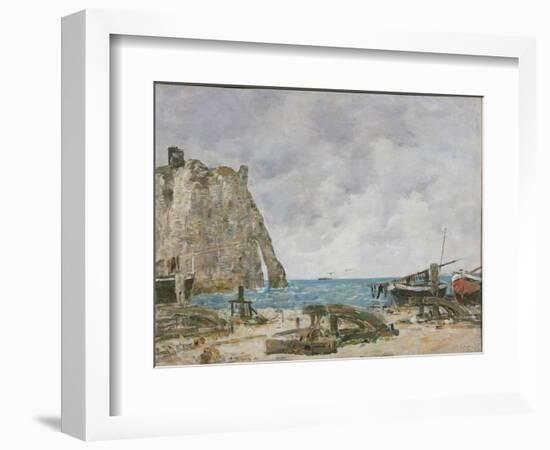 Beach at Etretat, 1890 (Oil on Canvas)-Eugene Louis Boudin-Framed Giclee Print