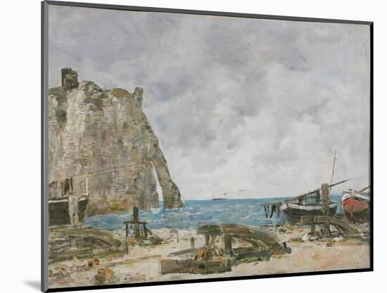 Beach at Etretat, 1890 (Oil on Canvas)-Eugene Louis Boudin-Mounted Giclee Print