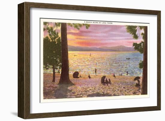 Beach at Lake Tahoe-null-Framed Art Print