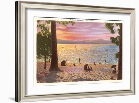 Beach at Lake Tahoe-null-Framed Art Print