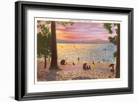 Beach at Lake Tahoe-null-Framed Art Print