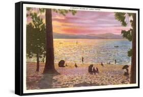 Beach at Lake Tahoe-null-Framed Stretched Canvas