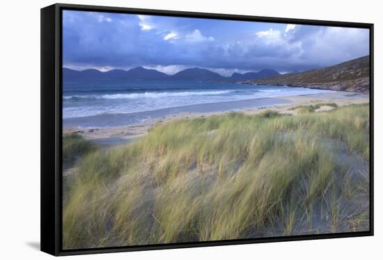 Beach at Luskentyre with Dune Grasses Blowing-Lee Frost-Framed Stretched Canvas