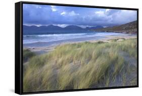 Beach at Luskentyre with Dune Grasses Blowing-Lee Frost-Framed Stretched Canvas