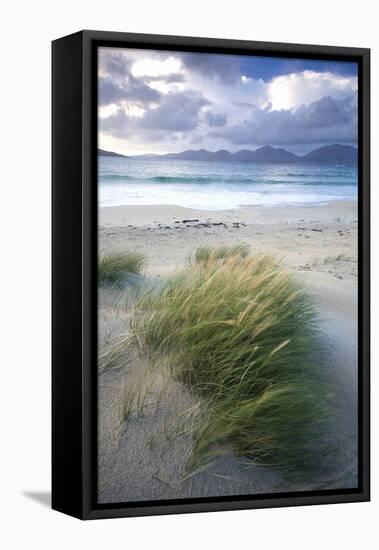 Beach at Luskentyre with Dune Grasses Blowing-Lee Frost-Framed Stretched Canvas