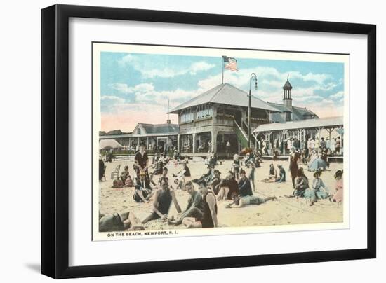 Beach at Newport, Rhode Island-null-Framed Art Print