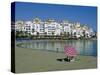 Beach at Puerto Banus Near Marbella, Costa Del Sol, Andalucia, Spain-Fraser Hall-Stretched Canvas