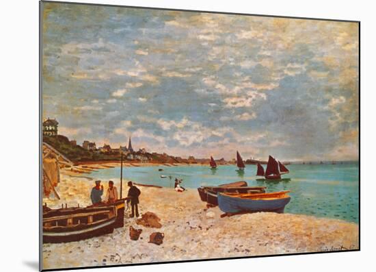 Beach at Sainte-Adresse-Claude Monet-Mounted Art Print