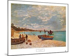Beach at Sainte-Adresse-Claude Monet-Mounted Art Print