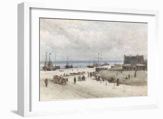 Beach at Scheveningen-Johannes Bosboom-Framed Art Print