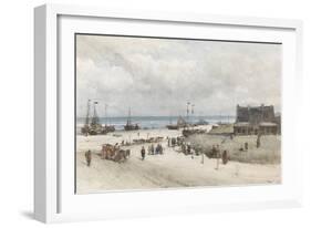 Beach at Scheveningen-Johannes Bosboom-Framed Art Print