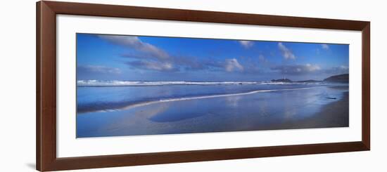 Beach at Sunrise, Gwithian Beach, Godrevy Lighthouse, Cornwall, England-null-Framed Photographic Print