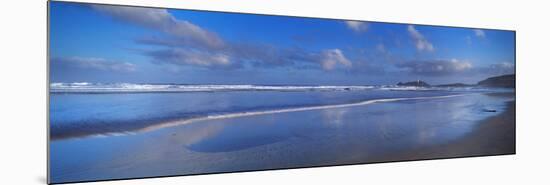 Beach at Sunrise, Gwithian Beach, Godrevy Lighthouse, Cornwall, England-null-Mounted Photographic Print