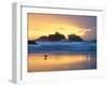 Beach at Sunset with Sea Stacks and Gull, Bandon, Oregon, USA-Nancy Rotenberg-Framed Premium Photographic Print