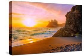 Beach at Sunset-Lantern Press-Stretched Canvas