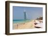 Beach at the Al Quasr Hotel of Madinat Jumeirah with View of Burj al Arab-null-Framed Art Print