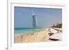 Beach at the Al Quasr Hotel of Madinat Jumeirah with View of Burj al Arab-null-Framed Art Print