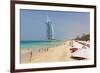 Beach at the Al Quasr Hotel of Madinat Jumeirah with View of Burj al Arab-null-Framed Art Print