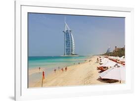 Beach at the Al Quasr Hotel of Madinat Jumeirah with View of Burj al Arab-null-Framed Art Print