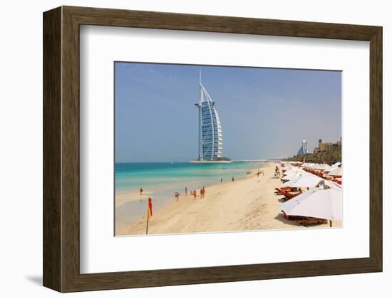 Beach at the Al Quasr Hotel of Madinat Jumeirah with View of Burj al Arab-null-Framed Art Print