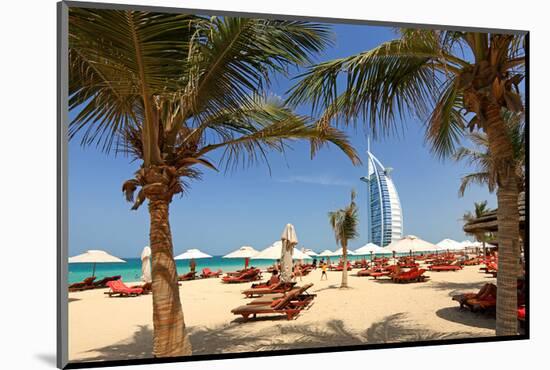 Beach at the Mina A'Salam Hotel Madinat Jumeirah with View towards Burj al Arab-null-Mounted Art Print