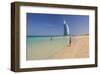 Beach at the Mina A'Salam Hotel Madinat Jumeirah with View towards Burj al Arab-null-Framed Art Print