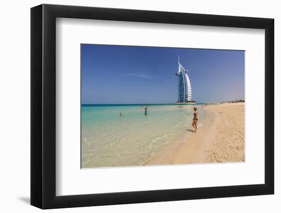 Beach at the Mina A'Salam Hotel Madinat Jumeirah with View towards Burj al Arab-null-Framed Art Print