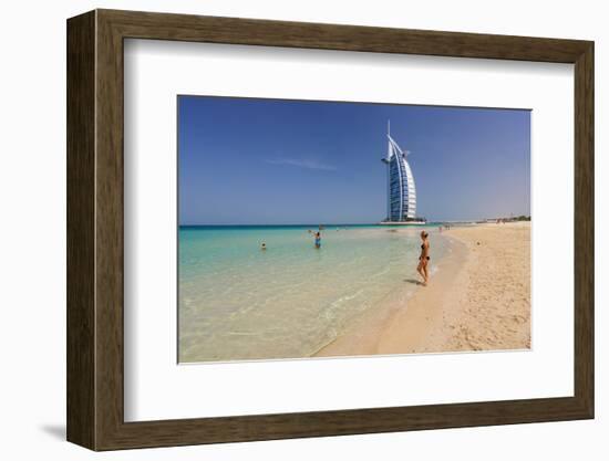 Beach at the Mina A'Salam Hotel Madinat Jumeirah with View towards Burj al Arab-null-Framed Art Print