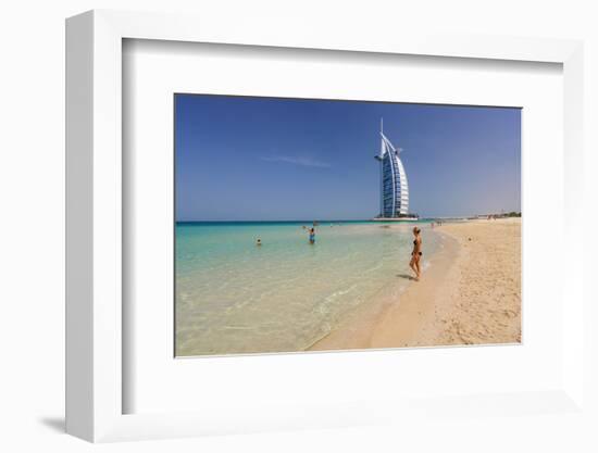 Beach at the Mina A'Salam Hotel Madinat Jumeirah with View towards Burj al Arab-null-Framed Art Print