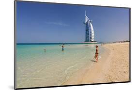 Beach at the Mina A'Salam Hotel Madinat Jumeirah with View towards Burj al Arab-null-Mounted Art Print
