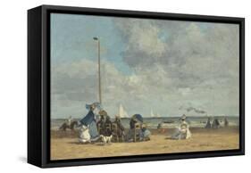 Beach at Trouville, 1864-5-Eugene Louis Boudin-Framed Stretched Canvas