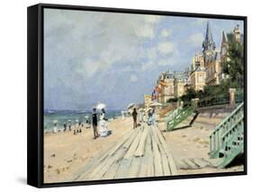 Beach at Trouville-Claude Monet-Framed Stretched Canvas