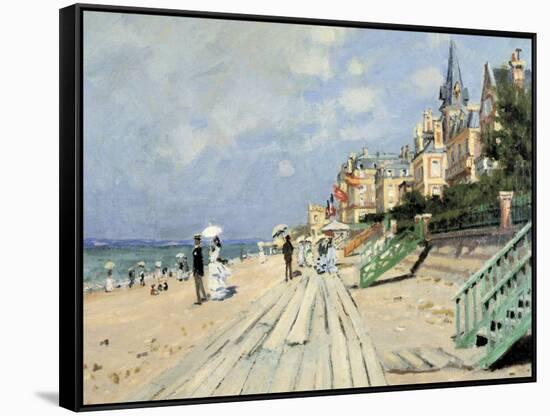 Beach at Trouville-Claude Monet-Framed Stretched Canvas