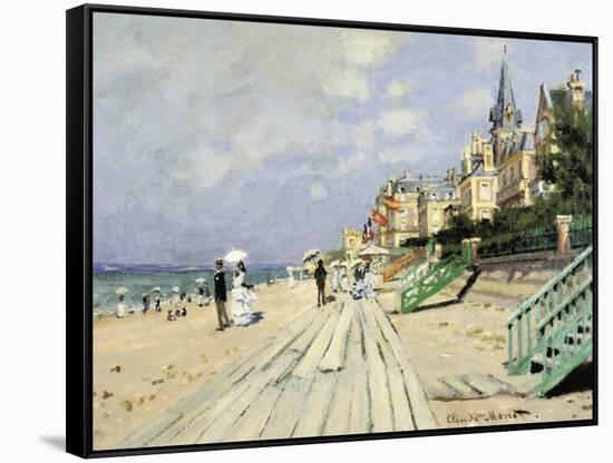 Beach At Trouville-Claude Monet-Framed Stretched Canvas