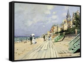 Beach At Trouville-Claude Monet-Framed Stretched Canvas