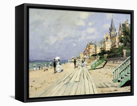 Beach At Trouville-Claude Monet-Framed Stretched Canvas