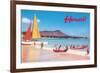 Beach at Waikiki, Hawaii-null-Framed Premium Giclee Print