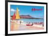 Beach at Waikiki, Hawaii-null-Framed Premium Giclee Print
