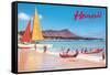 Beach at Waikiki, Hawaii-null-Framed Stretched Canvas